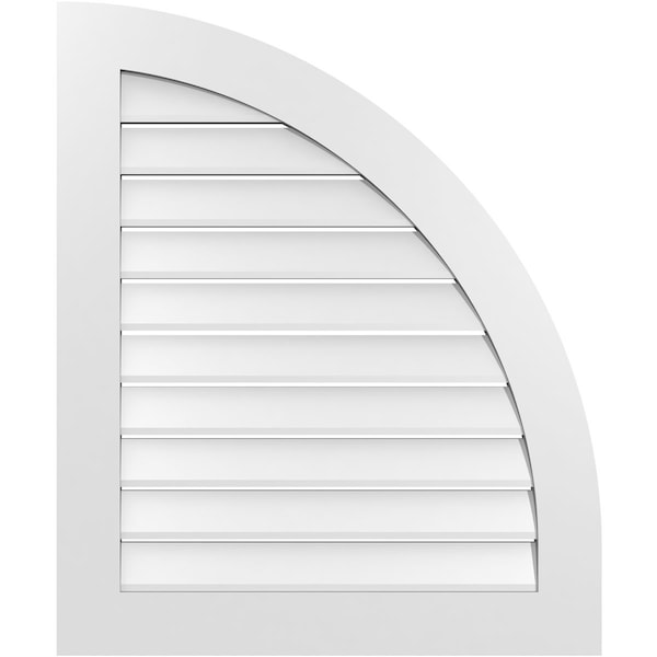 Ekena Millwork Quarter Round Top Right Surface Mount PVC Gable Vent w/ 3-1/2"W x 1"P Standard Frame, 30"W x 36"H GVPQR30X3601SF - main